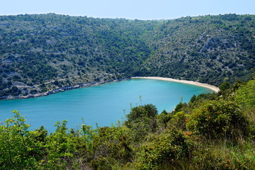 Obraz premium Turquoise lagoon and sea beach in the unpolluted environment on Istria peninsula