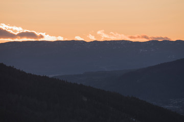 Nice sunset over mountains in scandinavia.