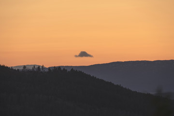 Nice sunset over mountains in scandinavia.