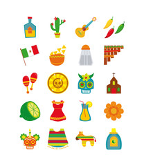 bundle of mexican culture set icons