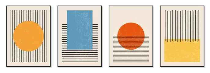  Set of minimal 20s geometric design posters, vector template with primitive shapes elements © C Design Studio