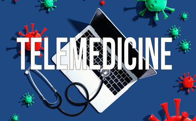 Telemedicine theme with stethoscope and laptop computer