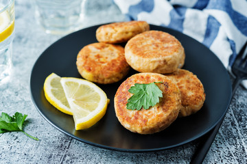 Canned tuna potato patties in a plate