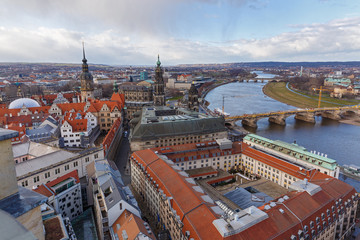 Fototapeta na wymiar Dresden. Areal view to the river