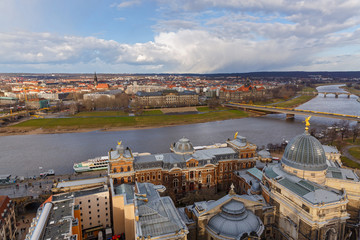 Fototapeta na wymiar Dresden. Areal view to the river