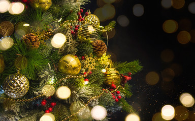 Obraz na płótnie Canvas 2020 Merry Christmas and New Year holidays background. Blurred bokeh background