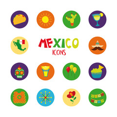 bundle of mexican culture set icons