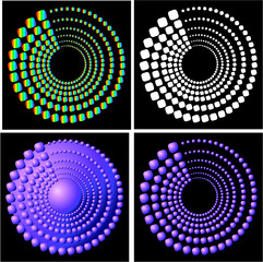Dotted round swirl graphic design vector art