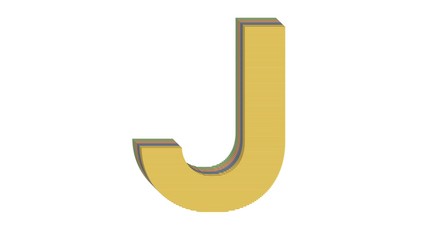 3D ENGLSIH ALPHABET MADE OF 4 COLORED FLAT BLOCK WITH WHITE BACKGROUND : J