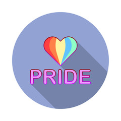 Heart, rainbow, pride day long shadow icon. Simple color vector of World pride day icons for ui and ux, website or mobile application
