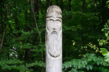 temple of Dagboga, a pagan idol in the mountain forest of Shapsugi. Dazbog