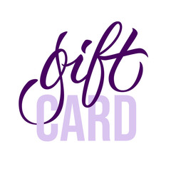 Gift CARD - modern card template with calligraphic inscription and font. Voucher or gift card design for a friends, shops, beauty salon, barbershop, spa. Vector typography.