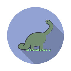 brontosaurus cartoon long shadow icon. Simple color vector of Prehistoric icons for ui and ux, website or mobile application