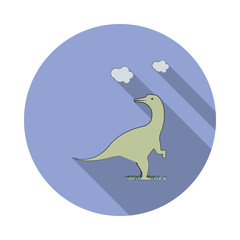 apatozavr cartoon long shadow icon. Simple color vector of Prehistoric icons for ui and ux, website or mobile application