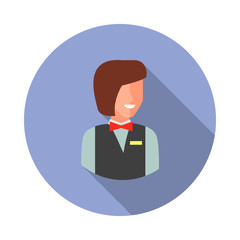 colored avatar of waitress long shadow icon. Simple color vector of Avatar icons for ui and ux, website or mobile application