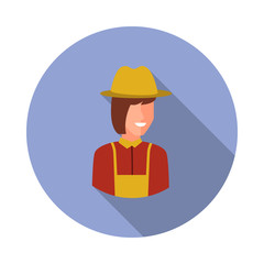 colored avatar of woman farmer long shadow icon. Simple color vector of Avatar icons for ui and ux, website or mobile application