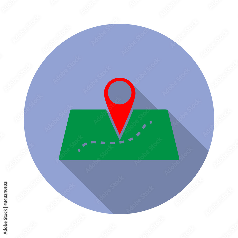 Aufkleber colored geo location long shadow icon. simple color vector of web icons for ui and ux, website or mo