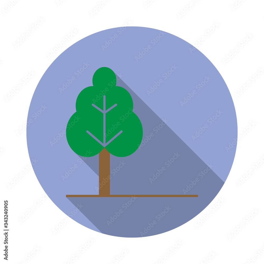 Aufkleber colored tree long shadow icon. simple color vector of web icons for ui and ux, website or mobile app