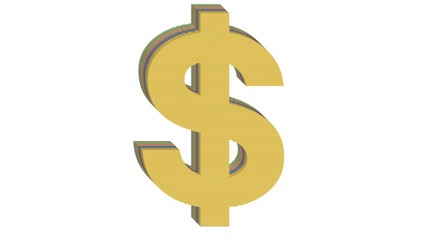 3D SPECIAL MARK OF 4 COLORED FLAT BLOCK WITH WHITE BACKGROUND : $ DOLLAR SIGN