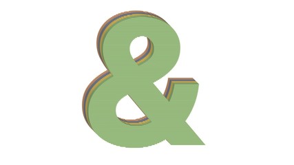 3D SPECIAL MARK OF 4 COLORED FLAT BLOCK WITH WHITE BACKGROUND : & AMPERSAND