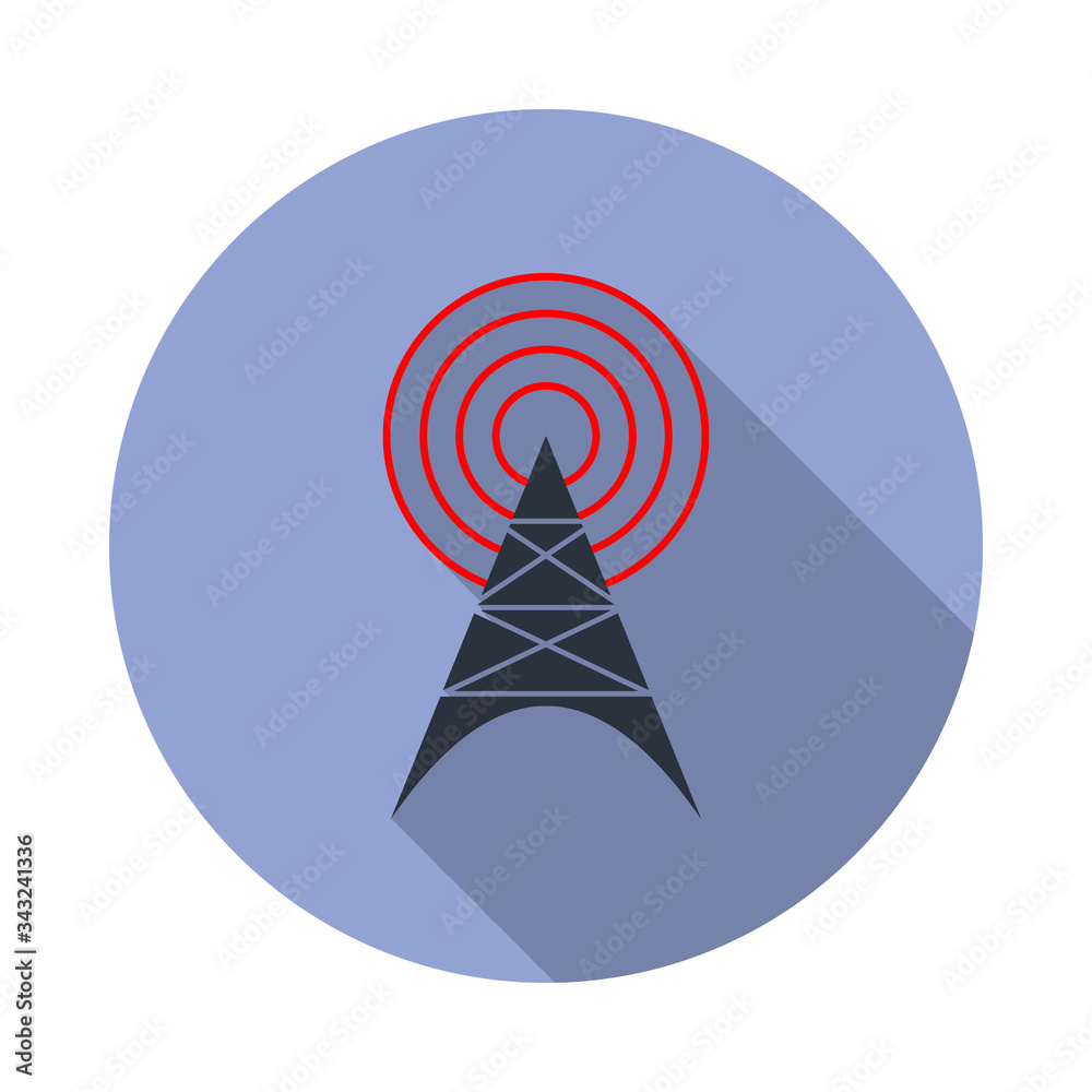 Poster colored radio antenna long shadow icon. simple color vector of web icons for ui and ux, website or m
