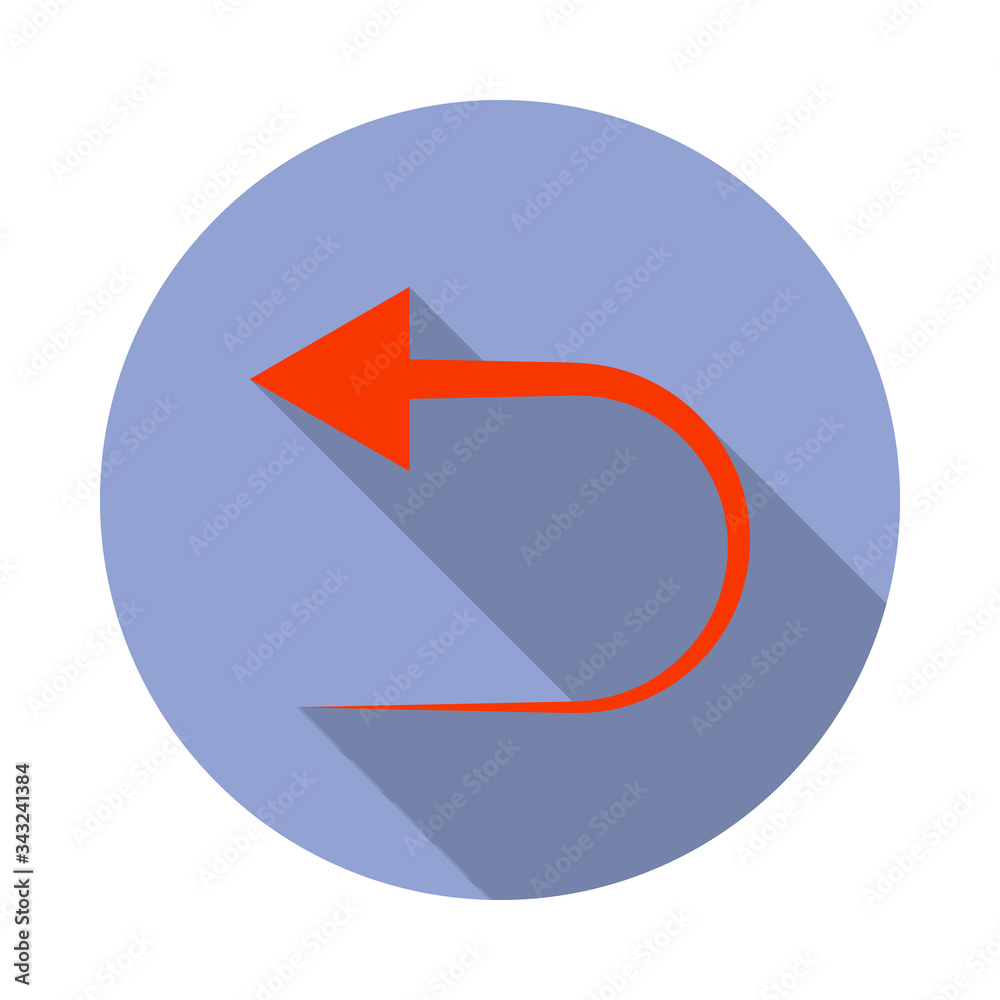Aufkleber colored arrow back long shadow icon. simple color vector of web icons for ui and ux, website or mobi