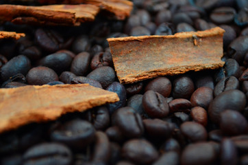 Coffee Beans over Wood Background
