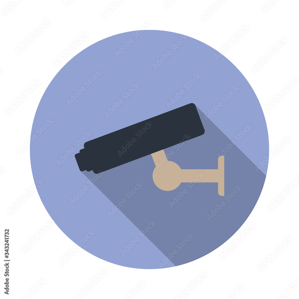 Poster colored cctv long shadow icon. simple color vector of web icons for ui and ux, website or mobile app