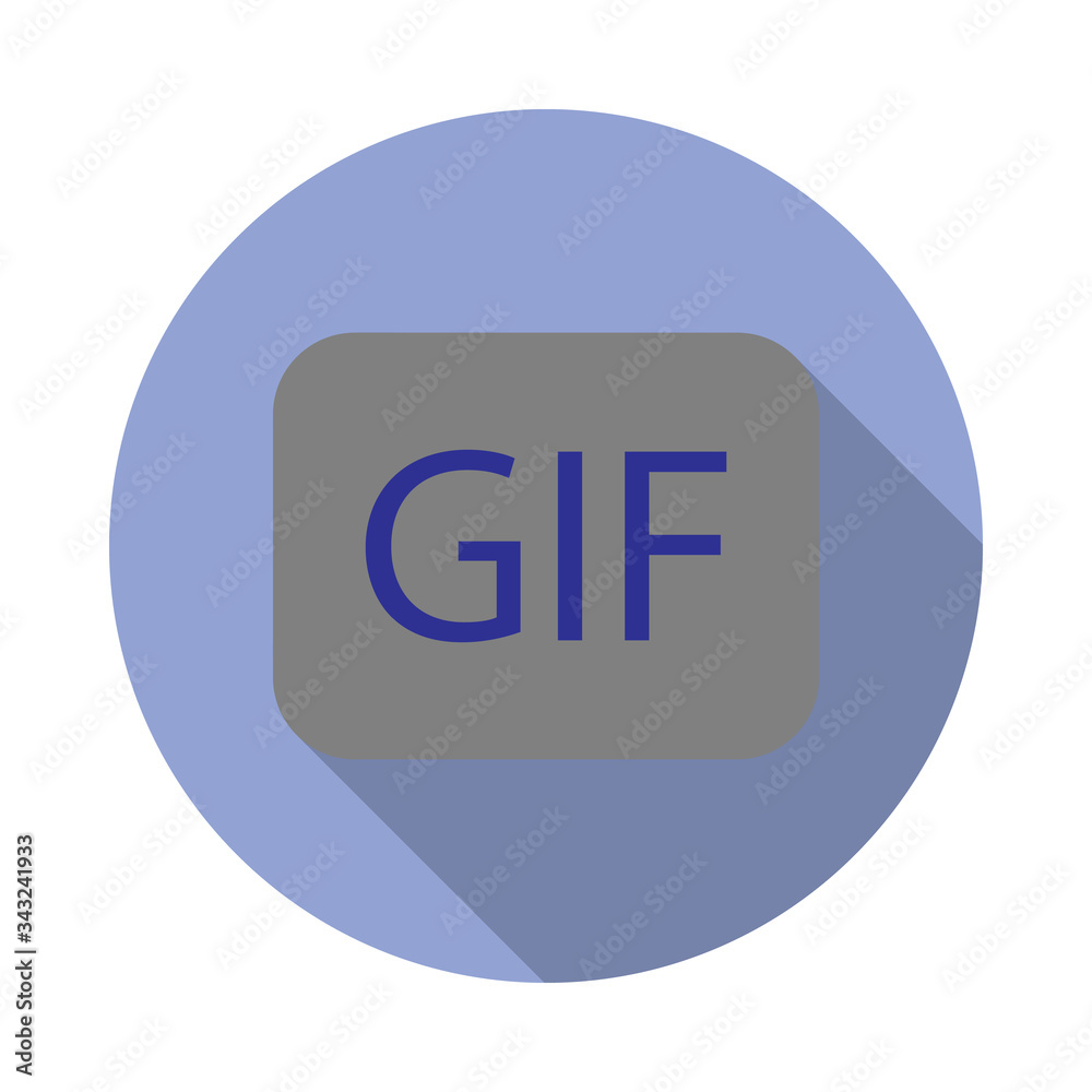 Aufkleber colored gif button long shadow icon. simple color vector of web icons for ui and ux, website or mobi