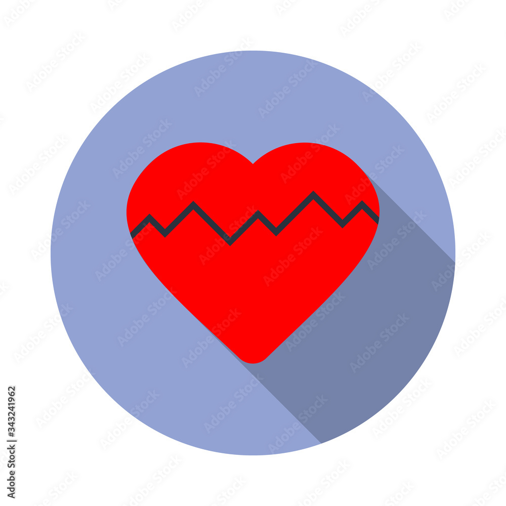 Aufkleber colored broken heart long shadow icon. simple color vector of web icons for ui and ux, website or mo