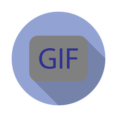 colored gif button long shadow icon. Simple color vector of web icons for ui and ux, website or mobile application