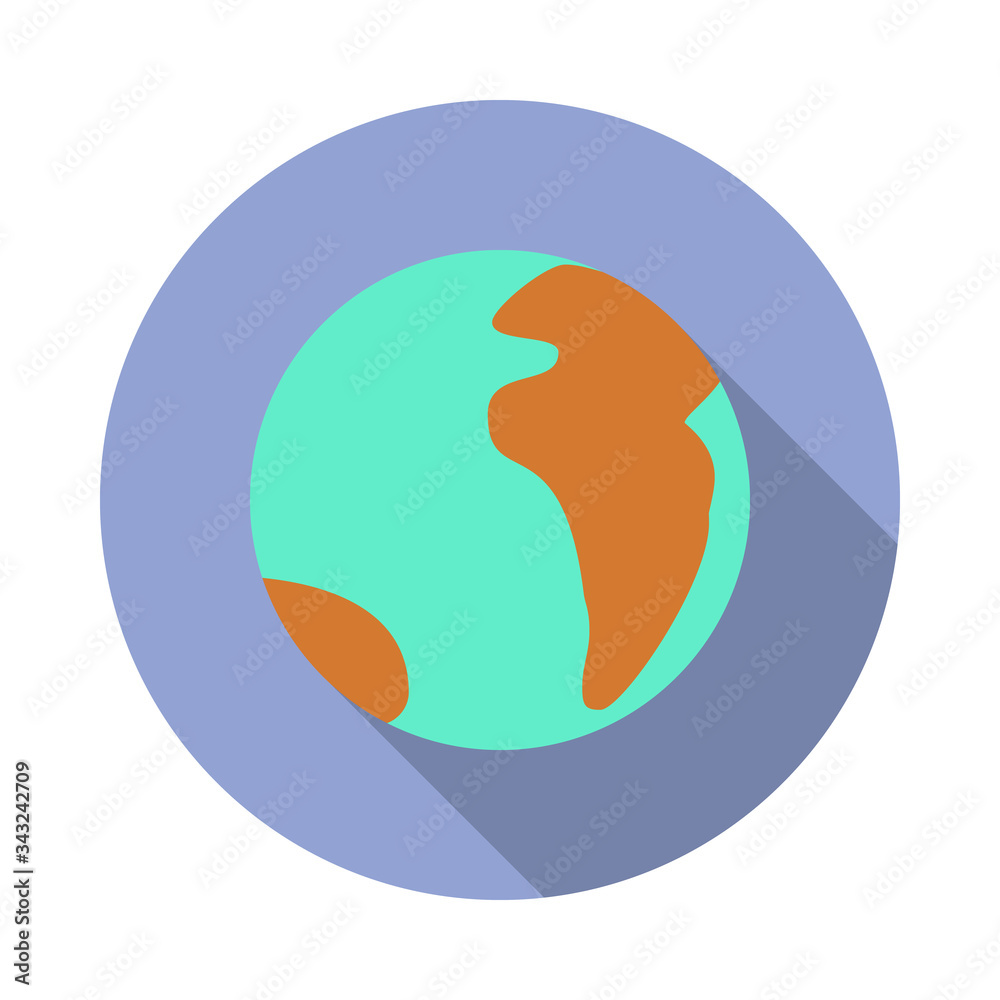 Poster earth from space colored long shadow icon. simple color vector of space icons for ui and ux, website