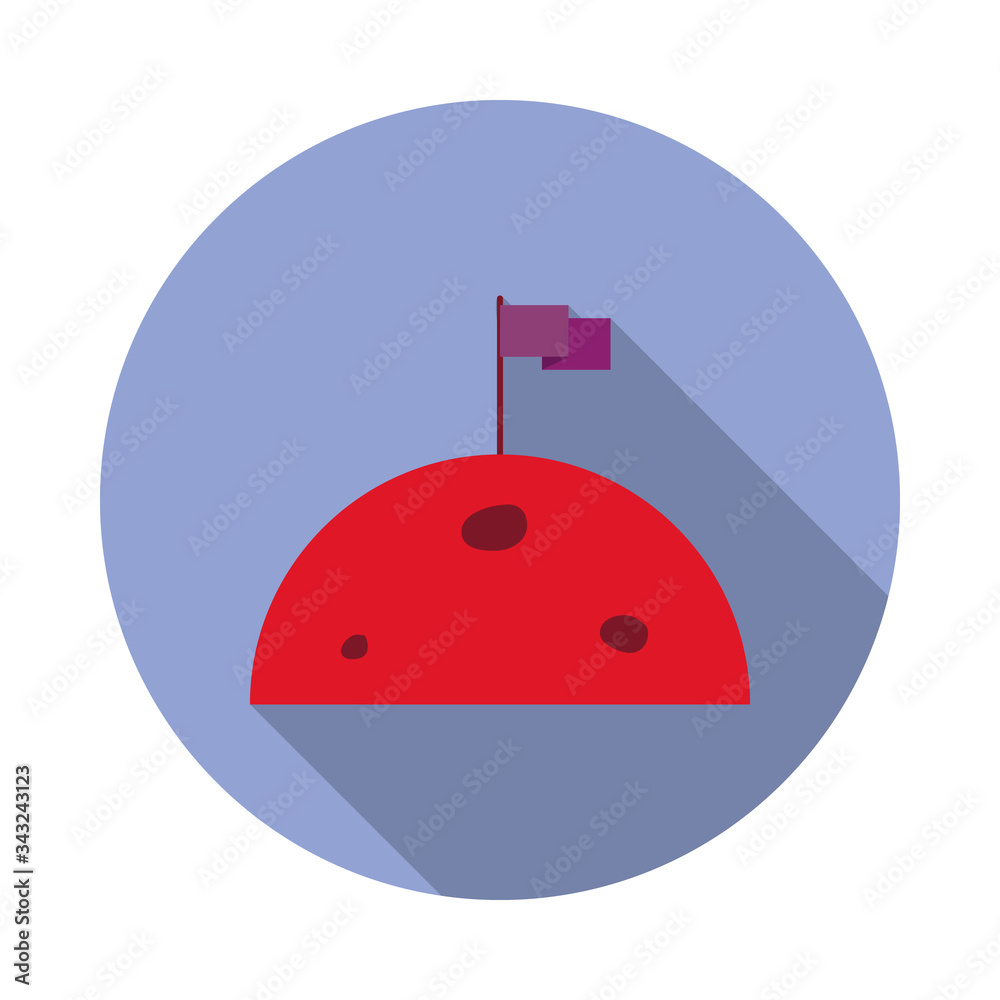 Aufkleber flag on the moon colored long shadow icon. simple color vector of space icons for ui and ux, website