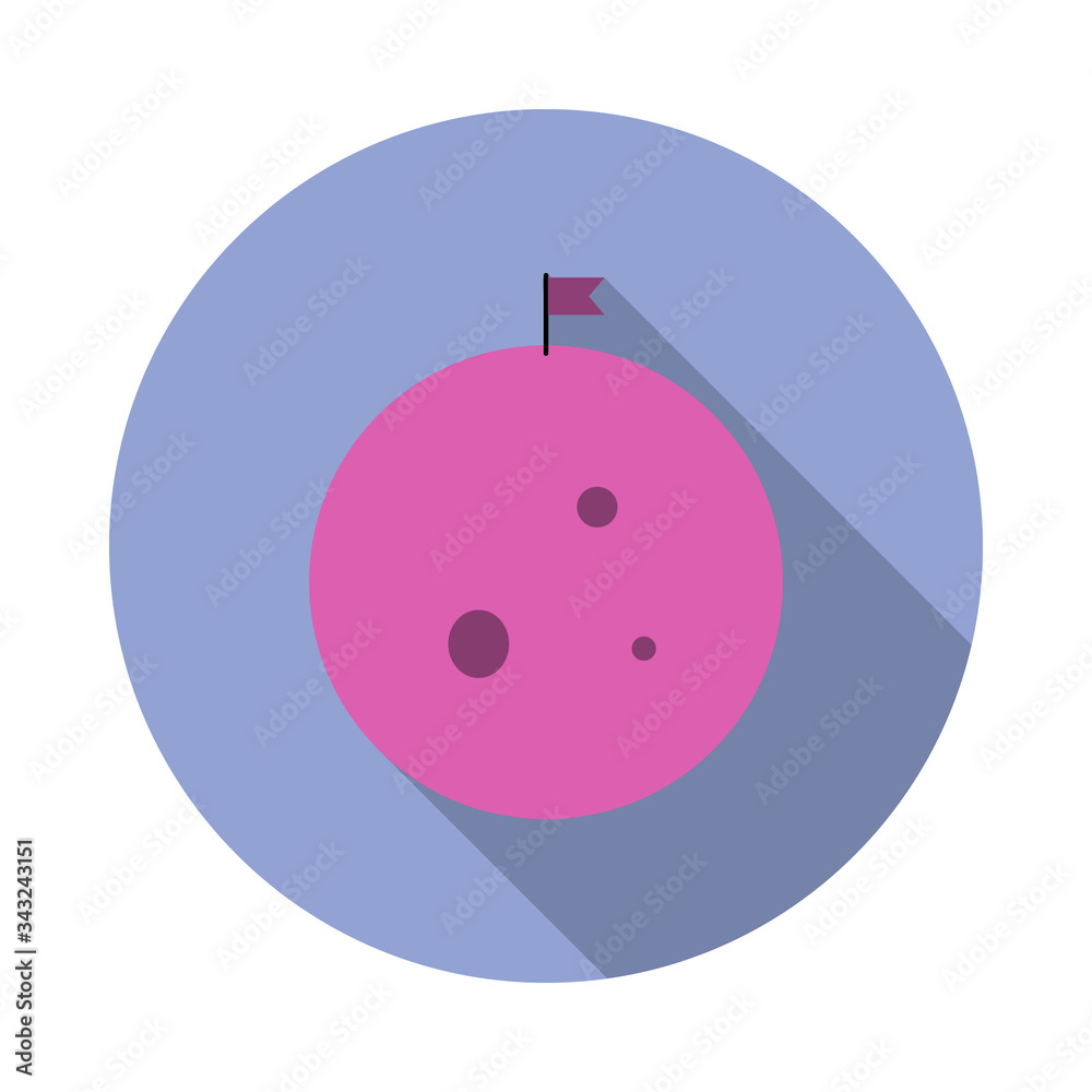 Poster flag on the moon colored long shadow icon. simple color vector of space icons for ui and ux, website