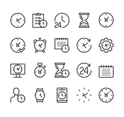 Time clock line icon isolated set. Vector graphic design illustration