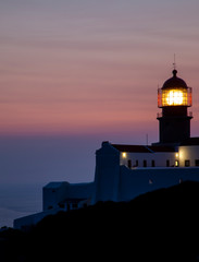 lighthouse at sunset. St. Vincent cape. Algarve, Portugal 