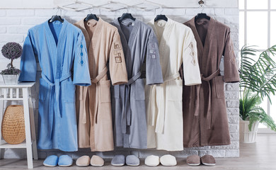 Bathrobe set stock photo