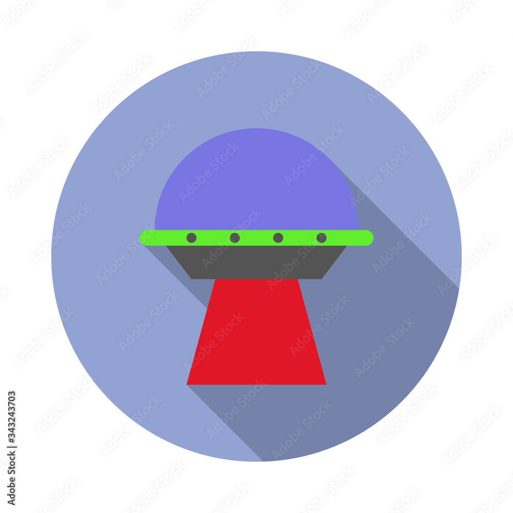Poster ufo colored long shadow icon. simple color vector of space icons for ui and ux, website or mobile ap