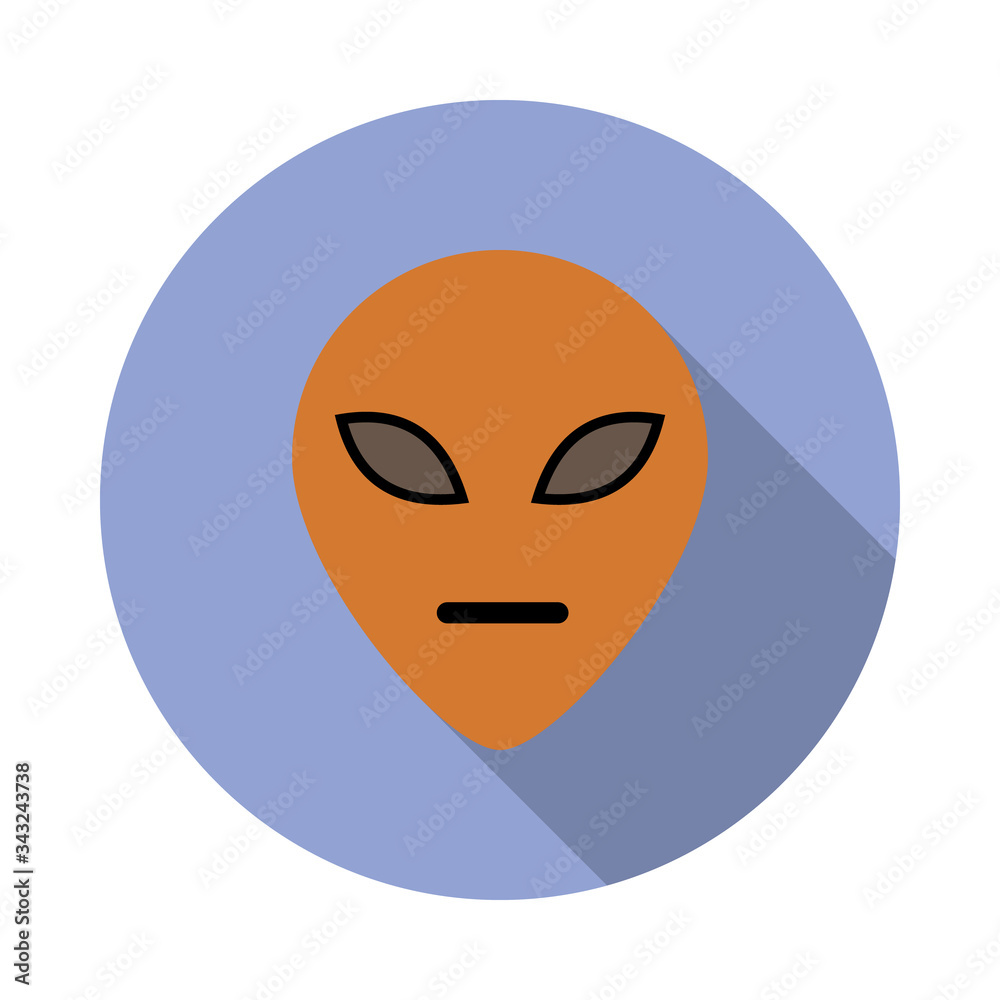 Poster alien colored long shadow icon. simple color vector of space icons for ui and ux, website or mobile 