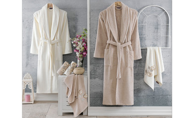 Bathrobe set stock photo