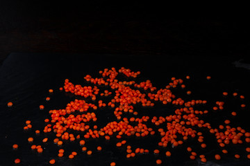 lentils black backround close up