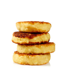 cottage cheese pancakes isolated on white
