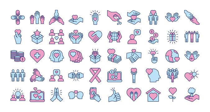 bundle of charity and solidarity icons