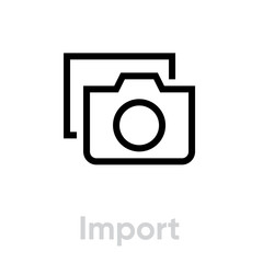 Import Media Types icon. Editable line vector.