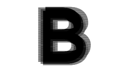 ABSTRACT ENGLISH ALPHABET MADE OF BLACK LAYERED TEXT SHAPE : B