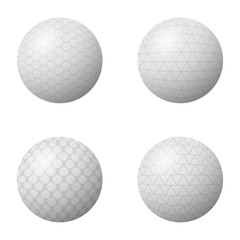 Set of Golf Balls Isolated on White Background.