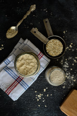 Oatmeal, Oat Flour and Flour Top View/ Flat Lay