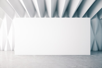 Minimalistic gallery interior with blank decorative wall