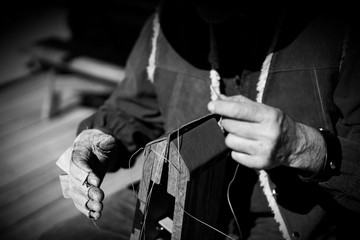 hand of a man with leather