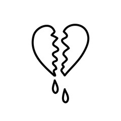 broken heart doodle icon, vector illustration